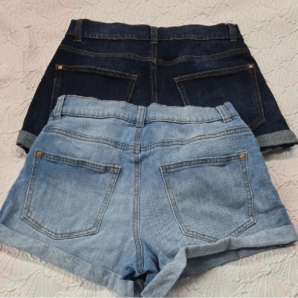 NOBO Women's Jean Shorts - Dark Blue, Light Blue, Distressed Blue - Picture 4 of 5